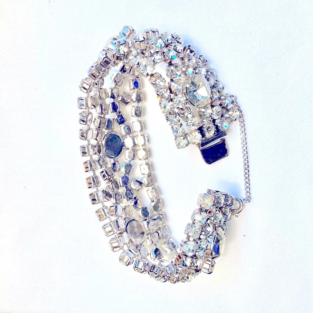 Rhinestone Silver Tone Bracelet